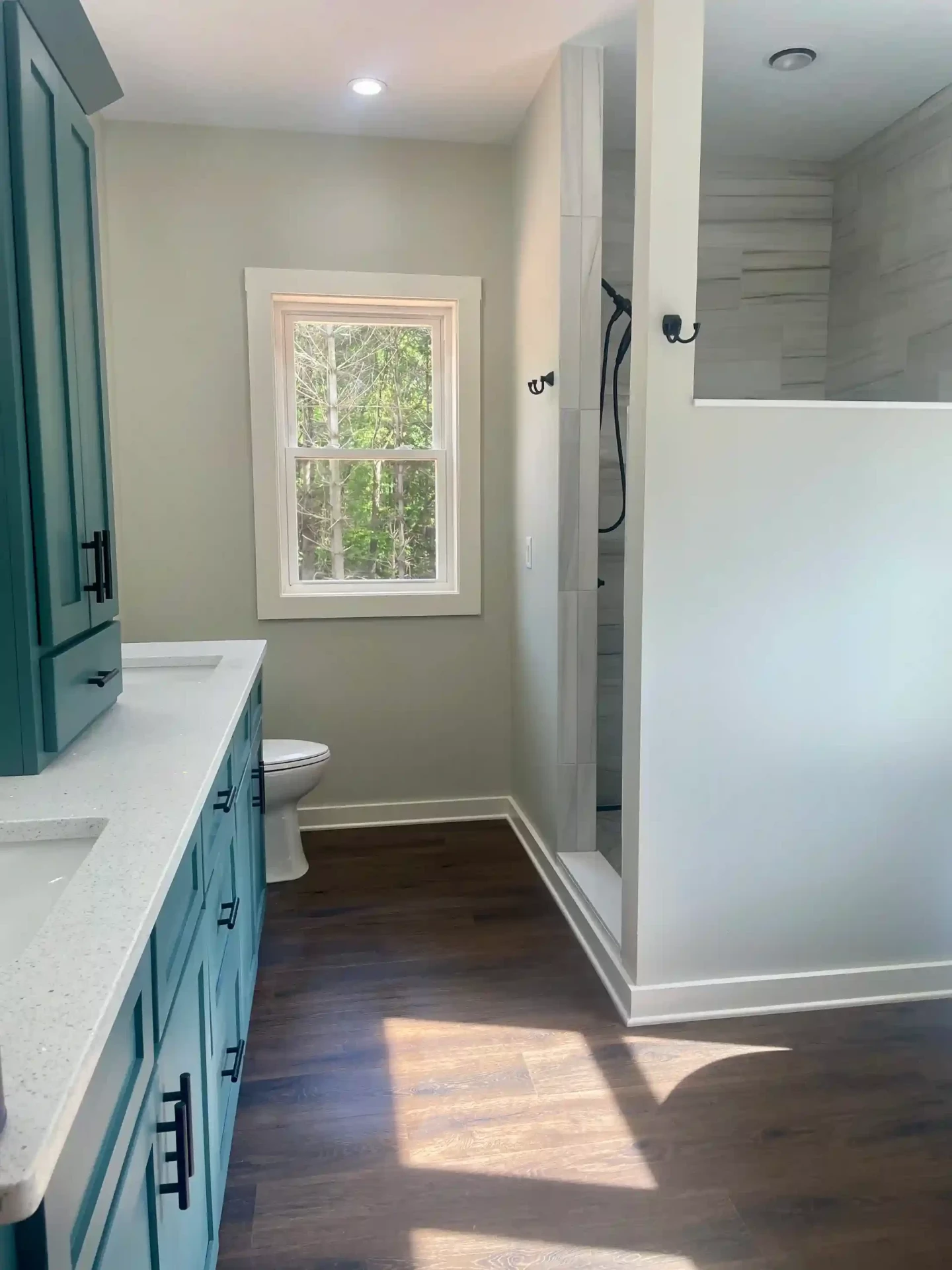 Bell custom home outdoor living space with covered porch and views